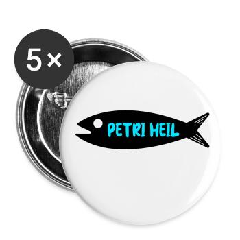 Petri Heil - Buttons groß 56 mm (5er Pack) - Weiß - Vorne