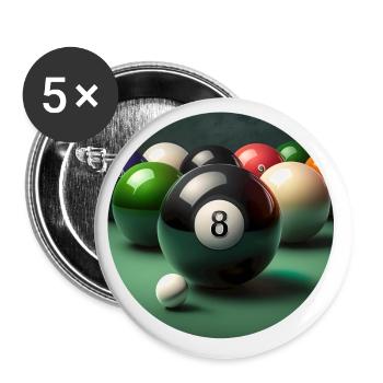 Billard ist ein spannendes Präzisionsspiel - Buttons groß 56 mm (5er Pack) - Weiß - Vorne