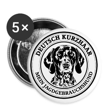 Deutsch Kurzhaar Jagdgebrauchshund Jagdhunde Jagd - Buttons groß 56 mm (5er Pack) - Weiß - Vorne