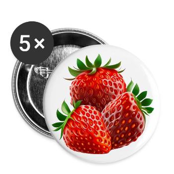 Strawberry Strawberries - Buttons large 2.2''/56 mm (5-pack) - white - Front