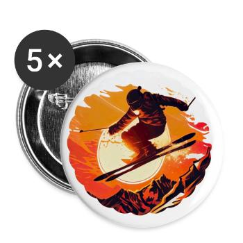 Free-skiing is an exciting sport - Buttons large 2.2''/56 mm (5-pack) - white - Front