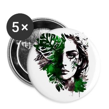 Belles plantes dame comme croquis à l’encre - Lot de 5 grands badges (56 mm) - blanc - Devant