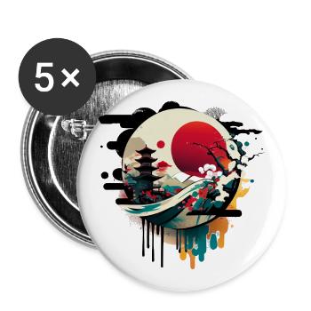 Japanese Street Art as Graffiti Artwork - Buttons large 2.2''/56 mm (5-pack) - white - Front