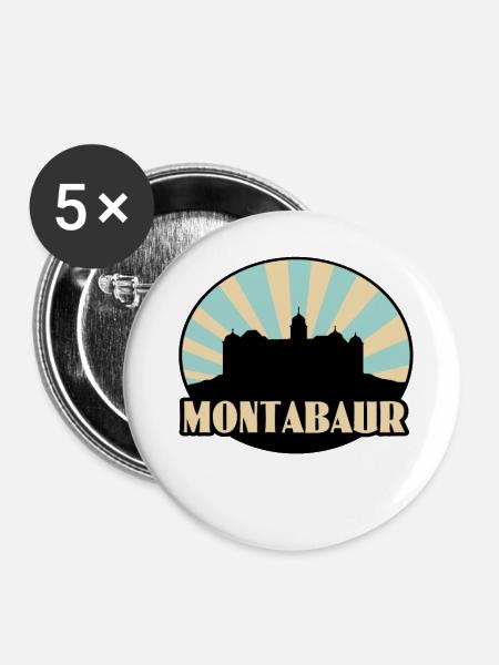 Montabaur Burg - Buttons groß 56 mm (5er Pack) - Weiß