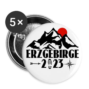Erzgebirge 2023 auf weis - Buttons groß 56 mm (5er Pack) - Weiß - Vorne