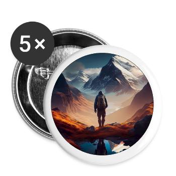 Randonnées en montagne - Lot de 5 grands badges (56 mm) - blanc - Devant