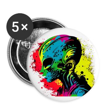 Cool Rétro Futuristic Alien - Arc-en-ciel - Lot de 5 grands badges (56 mm) - blanc - Devant