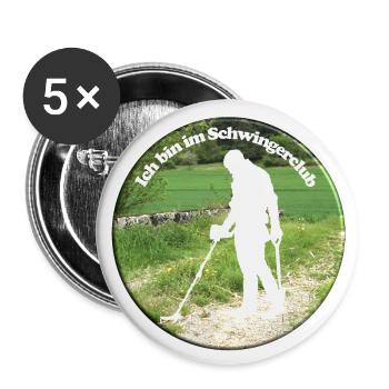 Mit Detektor-schwingen auf Schatzsuche - Buttons groß 56 mm (5er Pack) - Weiß - Vorne