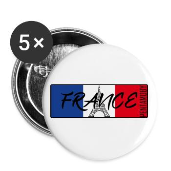 FRANKREICH FRANCE EIFFELTURM FLAGGE BAND ABZEICHEN - Buttons groß 56 mm (5er Pack) - Weiß - Vorne