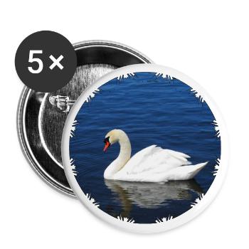 Cygne muet gracieux - Lot de 5 grands badges (56 mm) - blanc - Devant