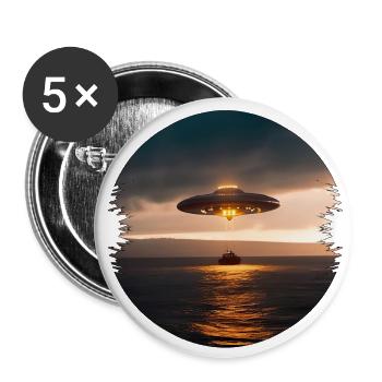 Are unidentified flying objects real? - Buttons large 2.2''/56 mm (5-pack) - white - Front