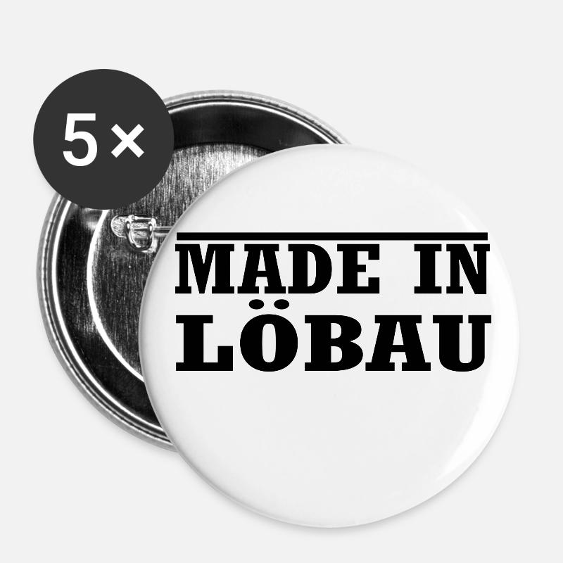 Löbau - Buttons groß 56 mm (5er Pack) - Weiß