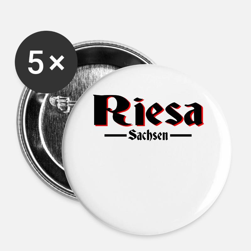 Riesa - Buttons groß 56 mm (5er Pack) - Weiß