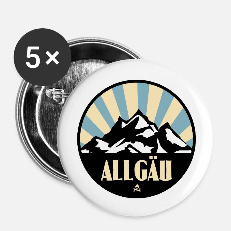 Allgäu - Buttons groß 56 mm (5er Pack) - Weiß