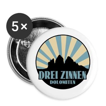 Drei Zinnen Südtirol - Buttons groß 56 mm (5er Pack) - Weiß - Vorne