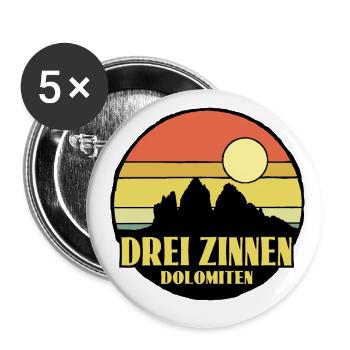 Drei Zinnen Dolomiten in Südtirol - Buttons groß 56 mm (5er Pack) - Weiß - Vorne