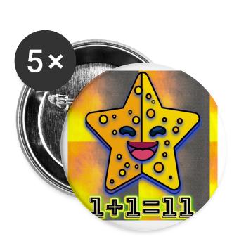 1+1=11 | Star - Buttons large 2.2''/56 mm (5-pack) - white - Front