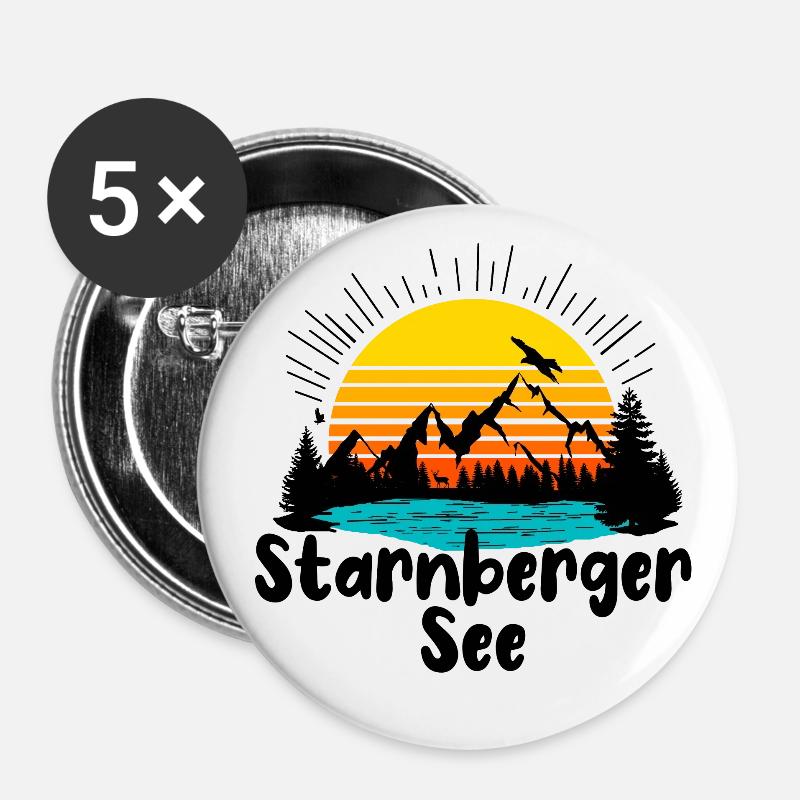 Starnberger See - Buttons groß 56 mm (5er Pack) - Weiß