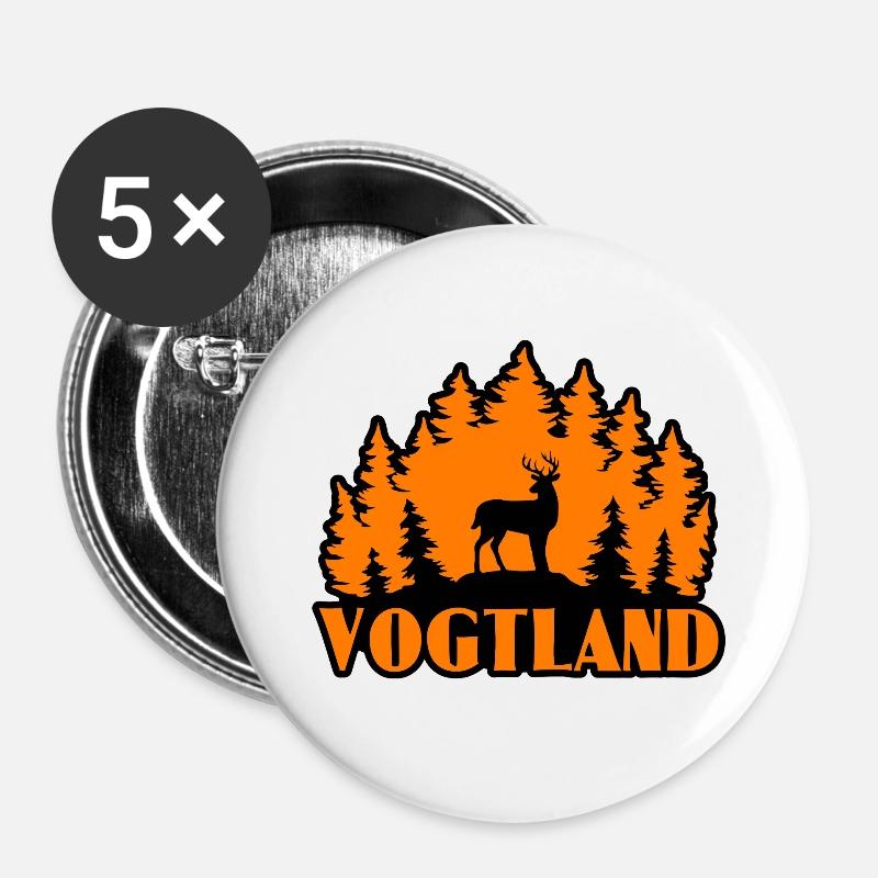 Vogtland - Buttons groß 56 mm (5er Pack) - Weiß