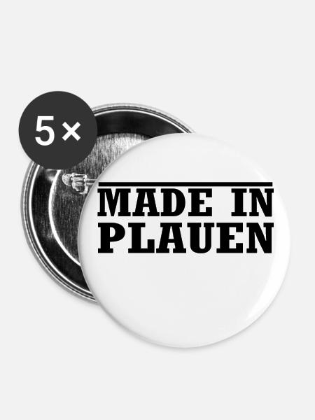 Plauen - Buttons groß 56 mm (5er Pack) - Weiß