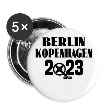 Berlin Kopenhagen Radweg - Buttons groß 56 mm (5er Pack) - Weiß - Vorne