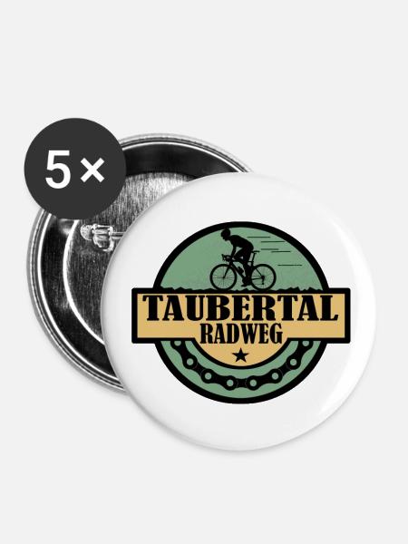 Taubertal Radweg - Buttons groß 56 mm (5er Pack) - Weiß