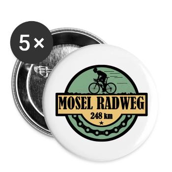Mosel Radweg - Buttons groß 56 mm (5er Pack) - Weiß - Vorne