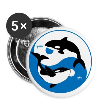 Orca Yin Yang - Bien-être animal des épaulards - Lot de 5 grands badges (56 mm) - blanc - Devant