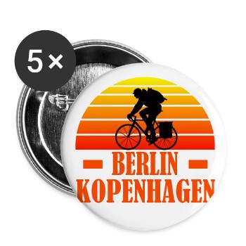Berlin Kopenhagen Radweg - Buttons groß 56 mm (5er Pack) - Weiß - Vorne