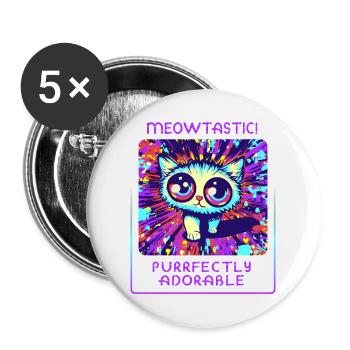 Katzenparadies - Niedlich und verspielt - Buttons groß 56 mm (5er Pack) - Weiß - Vorne