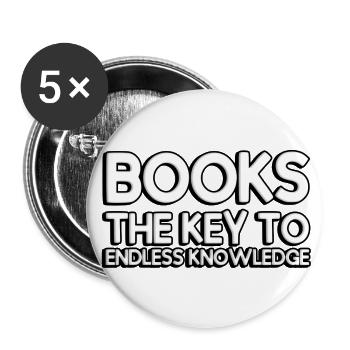 Books: the keys to endless knowledge - Buttons large 2.2''/56 mm (5-pack) - white - Front