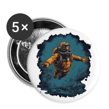 Taucher - Buttons groß 56 mm (5er Pack) - Weiß - Vorne