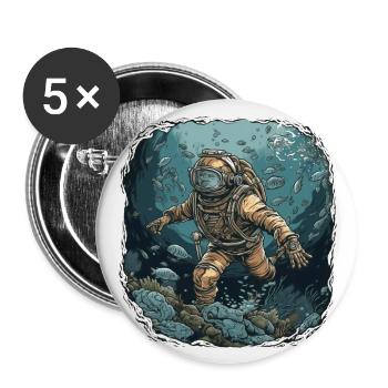 Taucher - Buttons groß 56 mm (5er Pack) - Weiß - Vorne