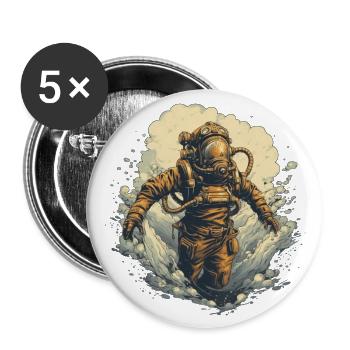Taucher - Buttons groß 56 mm (5er Pack) - Weiß - Vorne