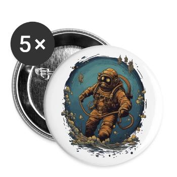 Taucher - Buttons groß 56 mm (5er Pack) - Weiß - Vorne