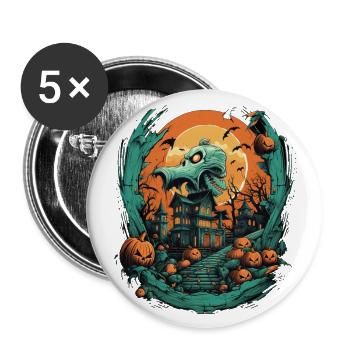 Halloween - Buttons groß 56 mm (5er Pack) - Weiß - Vorne