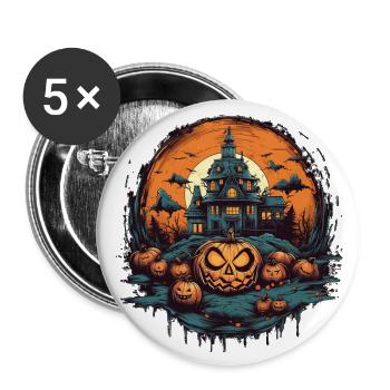 Halloween - Buttons groß 56 mm (5er Pack) - Weiß - Vorne