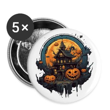 Halloween - Buttons groß 56 mm (5er Pack) - Weiß - Vorne