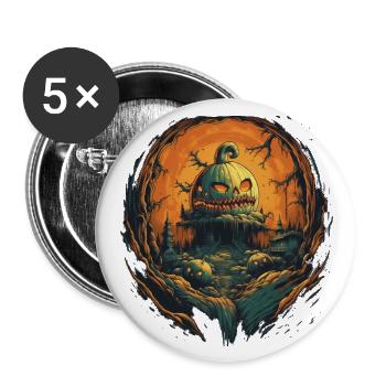 Halloween - Lot de 5 grands badges (56 mm) - blanc - Devant