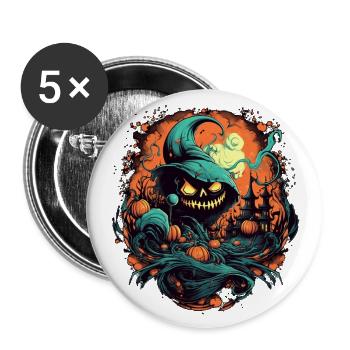 Halloween - Buttons groß 56 mm (5er Pack) - Weiß - Vorne