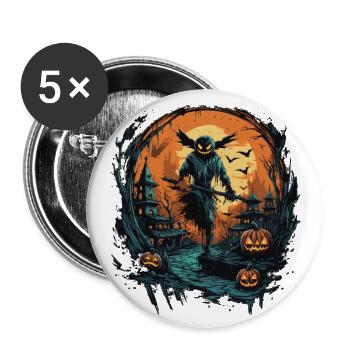 Halloween - Buttons groß 56 mm (5er Pack) - Weiß - Vorne