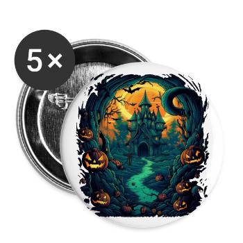 Halloween - Buttons groß 56 mm (5er Pack) - Weiß - Vorne