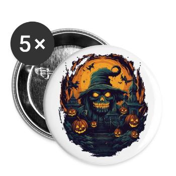 Halloween - Buttons groß 56 mm (5er Pack) - Weiß - Vorne