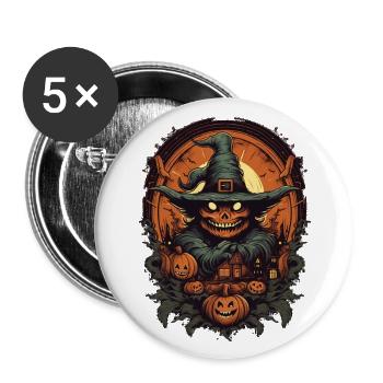 Halloween - Buttons groß 56 mm (5er Pack) - Weiß - Vorne