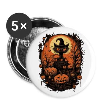 Halloween - Buttons groß 56 mm (5er Pack) - Weiß - Vorne