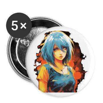 Anime Girl - Lot de 5 grands badges (56 mm) - blanc - Devant