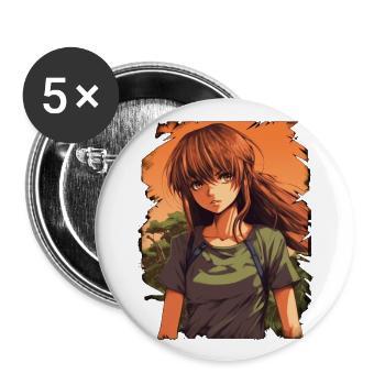 Anime Girl - Lot de 5 grands badges (56 mm) - blanc - Devant
