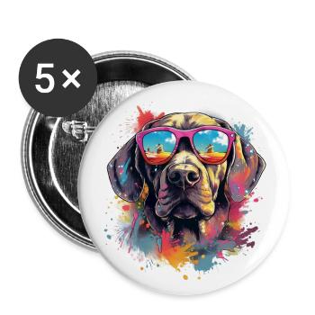 Chien - Lot de 5 grands badges (56 mm) - blanc - Devant
