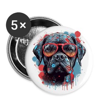 Chien - Lot de 5 grands badges (56 mm) - blanc - Devant