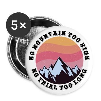 No mountain too high, no trail too long - Buttons large 2.2''/56 mm (5-pack) - white - Front